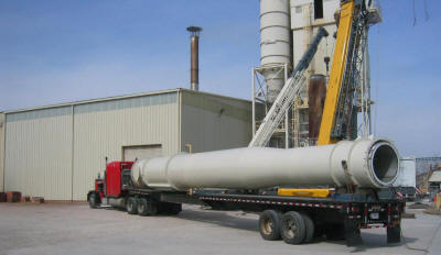 New replacement 60' long base section of a 130' tall freestanding double-wall insulated exhaust stack.